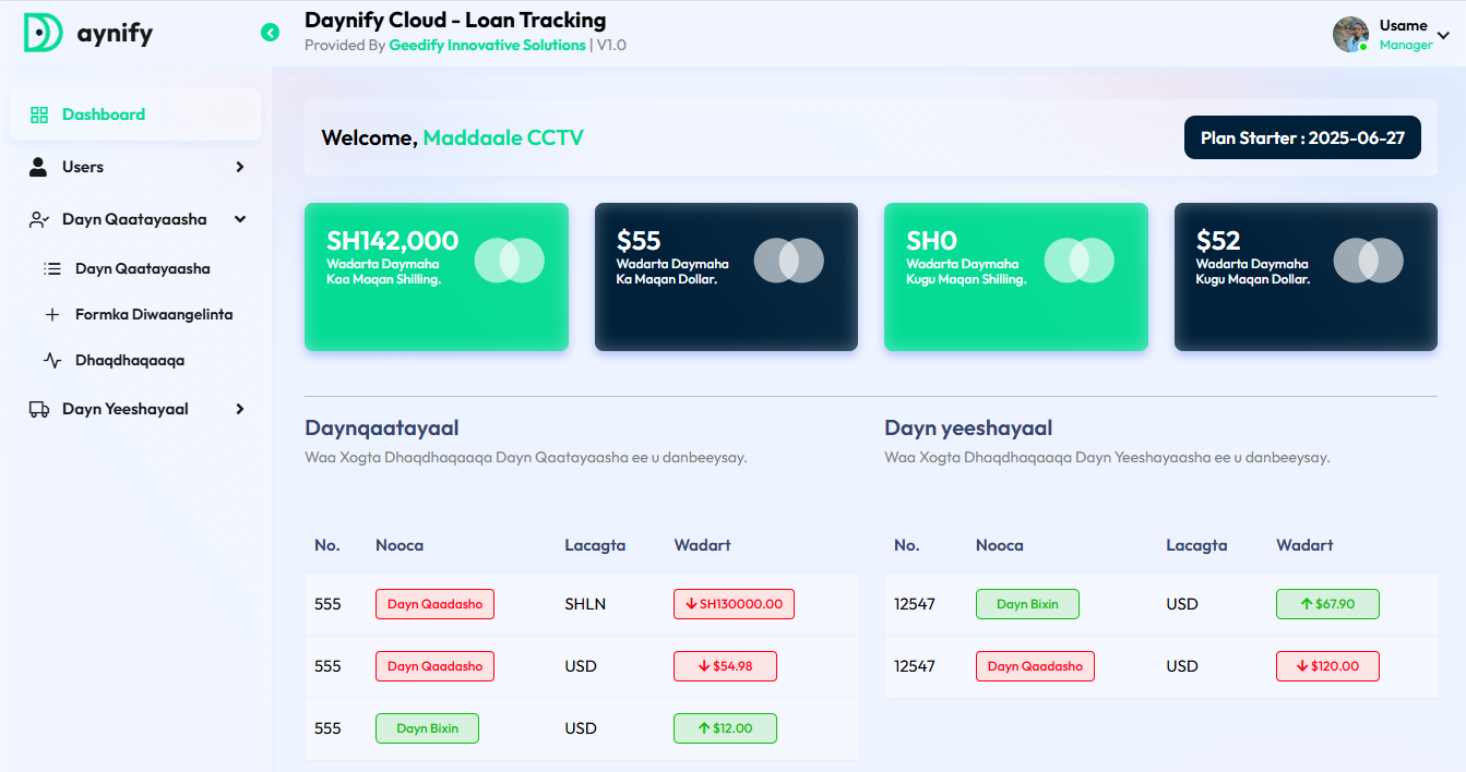 Daynify Dashboard Preview